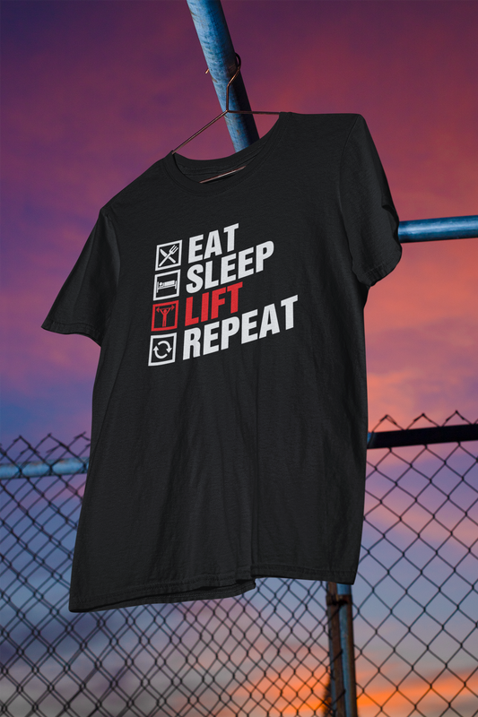 Eat Sleep Lift Repeat – Daily Grind Gym Motivation Tee - Printhaven