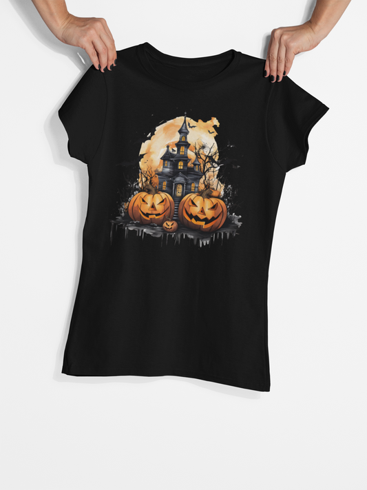 Spooky Haunted House Halloween T-Shirt - Printhaven